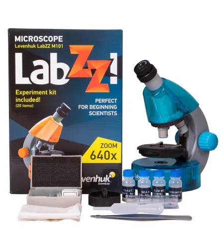 Microscope for children, Levenhuk LabZZ M101 Azure, 40x-640x, with Experiment kit