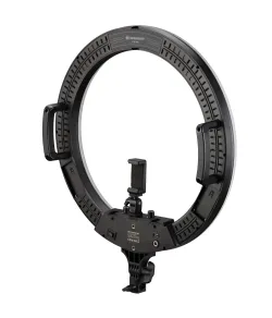 BRESSER STR-48B Bi-Color LED Ring Lamp 48W with Dimmer and Support for Camera and Smartpho
