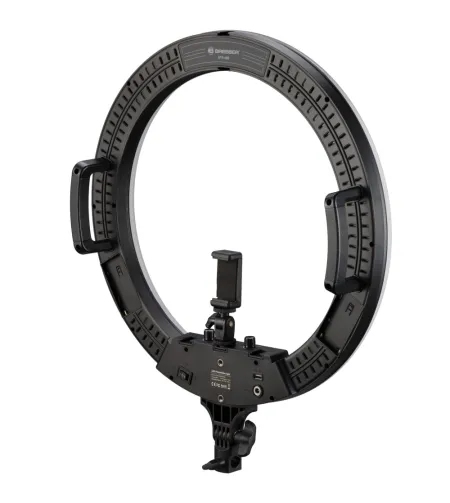 BRESSER STR-48B Bi-Color LED Ring Lamp 48W with Dimmer and Support for Camera and Smartpho