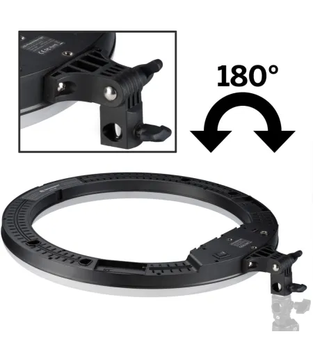 BRESSER STR-48B Bi-Color LED Ring Lamp 48W with Dimmer and Support for Camera and Smartpho