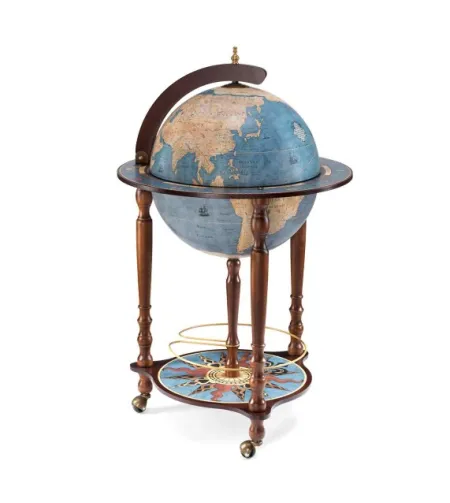 Da Vinci floorstanding globe drinks cabinet Zoffoli on wheels Blue Dust