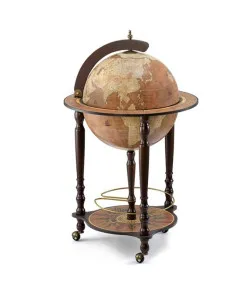 Da Vinci floorstanding globe drinks cabinet Zoffoli on wheels Rust