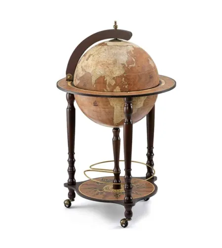 Da Vinci floorstanding globe drinks cabinet Zoffoli on wheels Rust