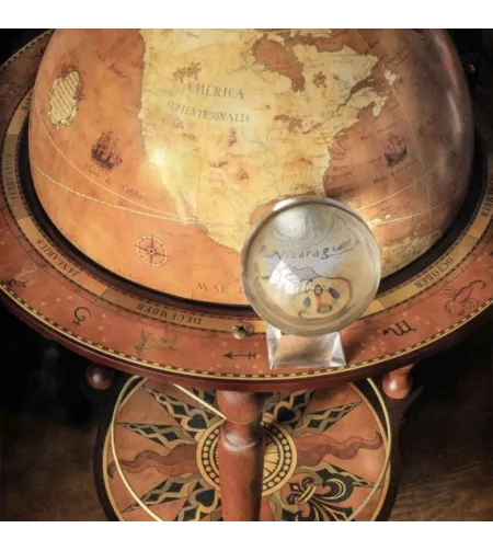 Da Vinci floorstanding globe drinks cabinet Zoffoli on wheels Rust