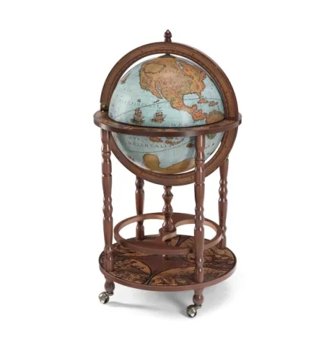 Elegant bar globe Zoffoli with wheels Minerva Blue Ocean