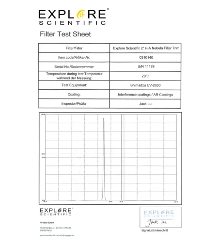 EXPLORE SCIENTIFIC 2-дюймовый фильтр туманности H-Alpha, 7 нм