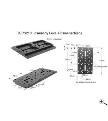 TS-Optics Losmandy level dovetail barl w/ flat surfaces, 180 mm long