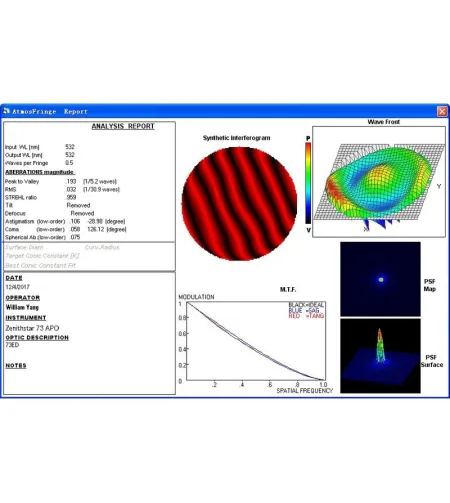 William Optics Apochromatic refractor AP 73/430 Super ZenithStar 73 Gold OTA