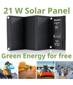 BRESSER Мобильное солнечное зарядное устройство 21 Вт с выходом USB и DC