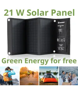 BRESSER Мобильное солнечное зарядное устройство 21 Вт с выходом USB и DC