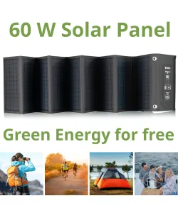 BRESSER Mobile Solar Charger 60 Watt with USB and DC output