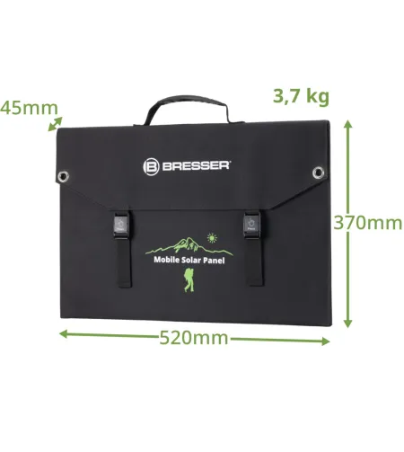 BRESSER mobilus saulės įkroviklis 90 vatų su USB ir nuolatinės srovės išvestimi