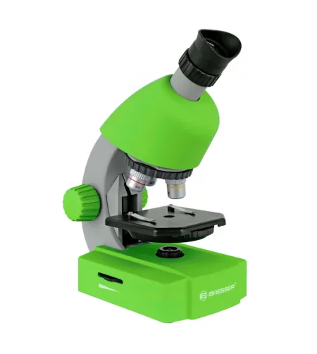 Mikroskopas Bresser Junior 40-640x - Žalias, su eksperimento komplektu, su telefono adapte