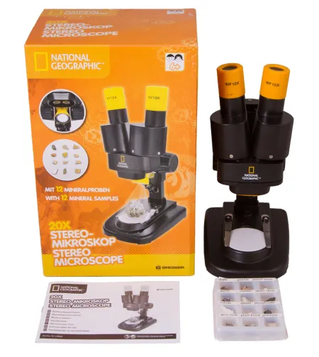Mикроскоп стереоскопический National Geographic 20x с образцами минералов