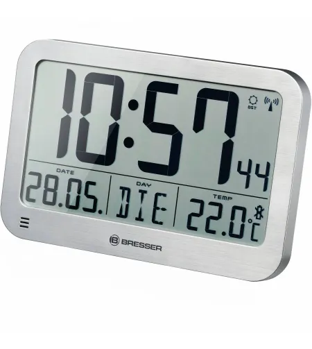 Wall /Table Clock silver Bresser MyTime MC LCD