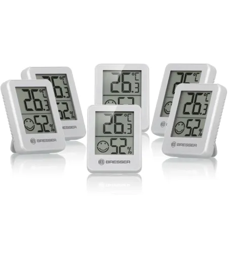 BRESSER Temeo Hygro Indicator 6 piece set Thermo-/Hygrometer white