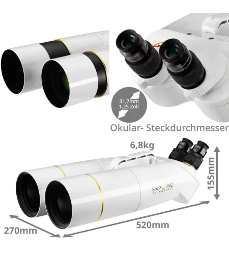 Binocular with 62&deg; LER Eyepieces 20mm, BT-100 SF, EXPLORE SCIENTIFIC