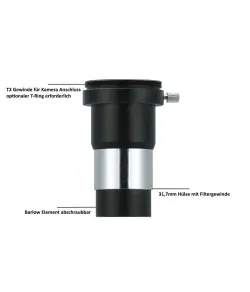 Vixen 2x Barlow objektyvas su T2 sriegiu