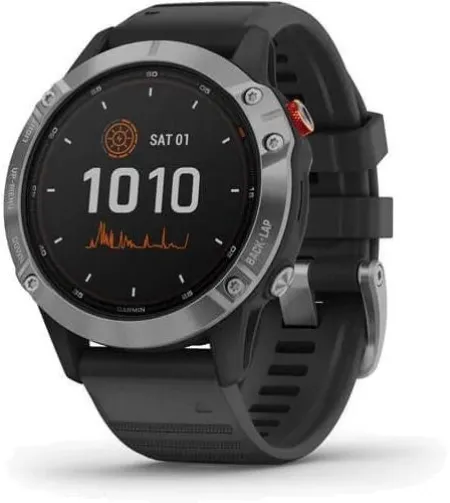 fenix 6 Solar,Silver w/Black Band,GPS Watch,WW