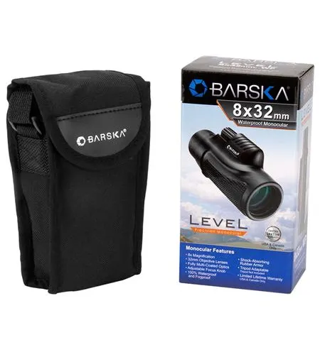 Barska 8x32 Waterproof Level Monocular, BK-7 Prism, Multi-coated, Fogproof