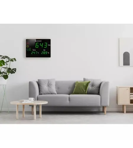 Прибор BRESSER для измерения CO2 Smile XXL со светофором и сверхбольшим светодиодным диспл