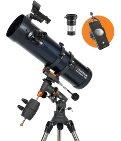 Celestron AstroMaster 130EQ reflektorinis teleskopas su išmaniojo telefono adapteriu ir T2