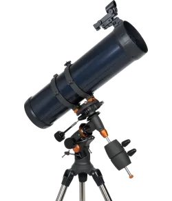 Celestron AstroMaster 130EQ reflektorinis teleskopas su išmaniojo telefono adapteriu ir T2