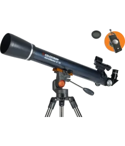 „Celestron Astromaster LT 70AZ&ldquo; su telefono adapteriu ir mėnulio filtru